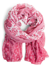 Insect Shield versatile wrap dusty rose worn as neck scarf for outdoor protection