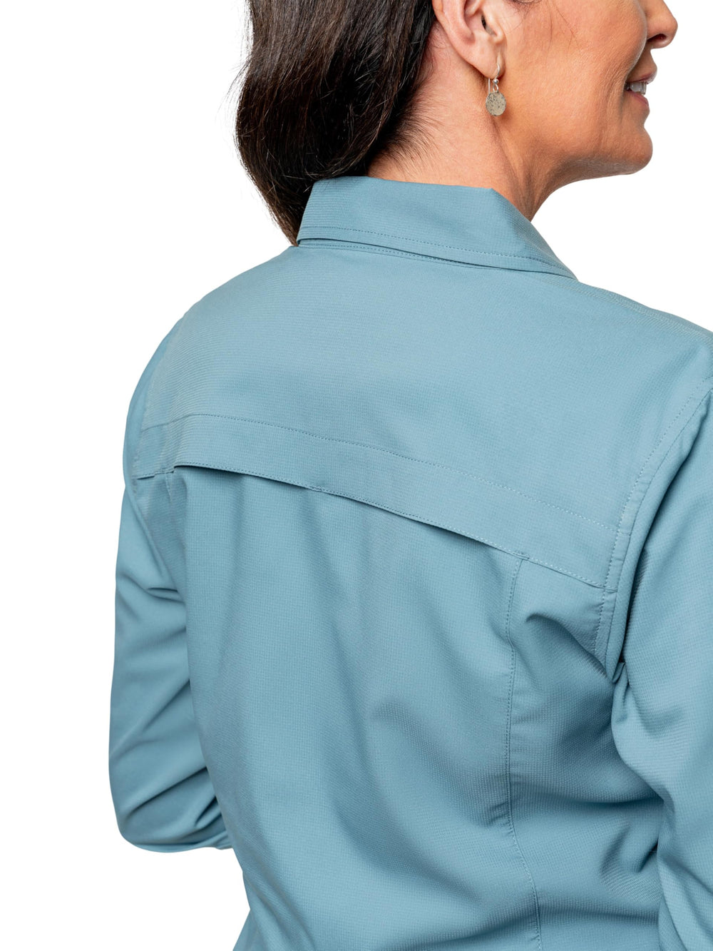 Hidden button-down collar feature on Insect Shield Elements Lite shirt
