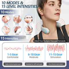 INSHUEY neck massager with remote control for easy mode changes.