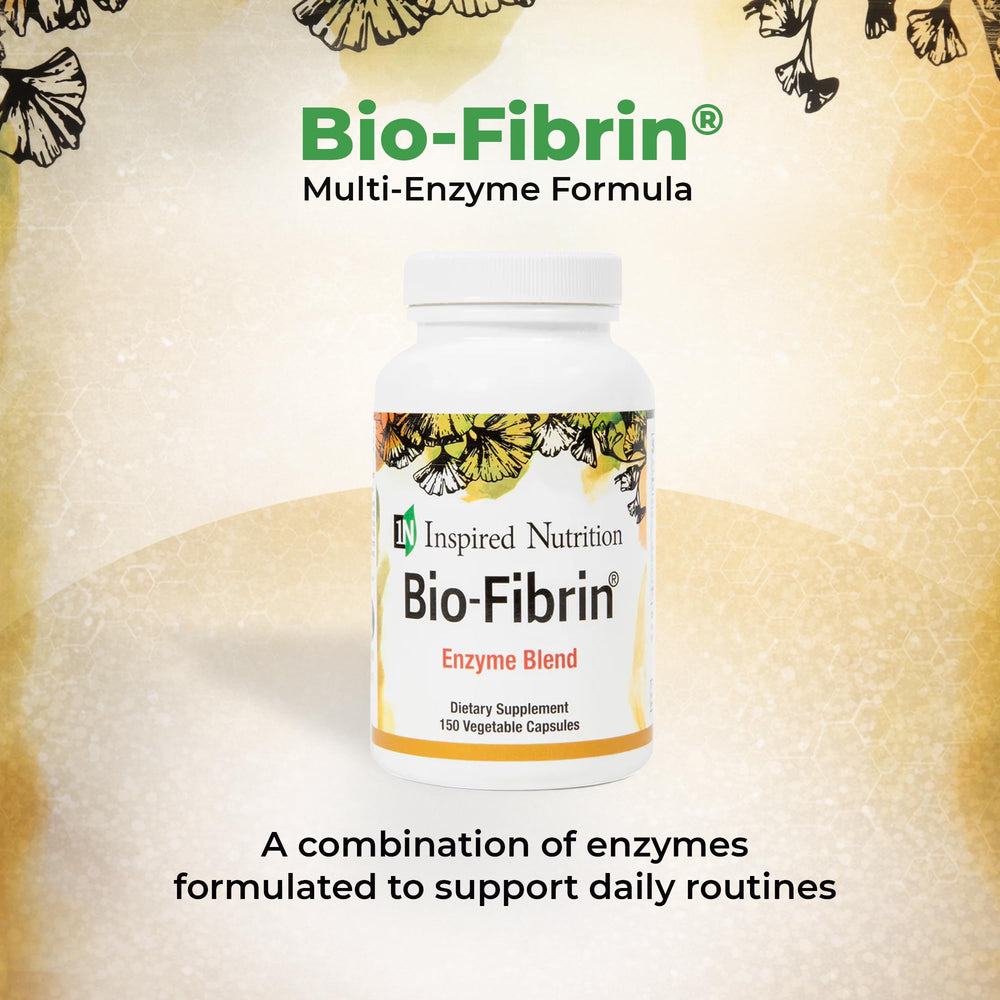 Bio-Fibrin ingredients panel highlighting Serrapeptase and nattokinase blend
