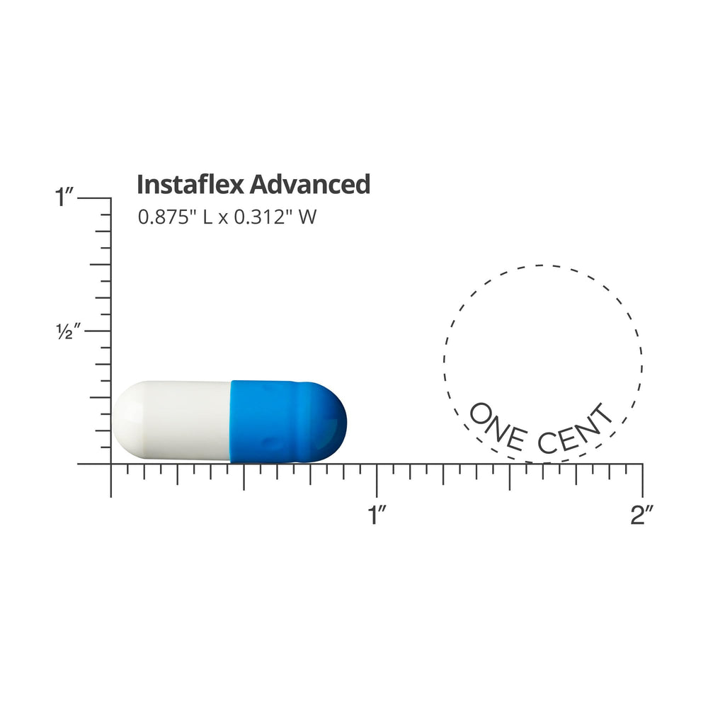 Instaflex Advanced bottle with label signals doctor-formulated daily use.