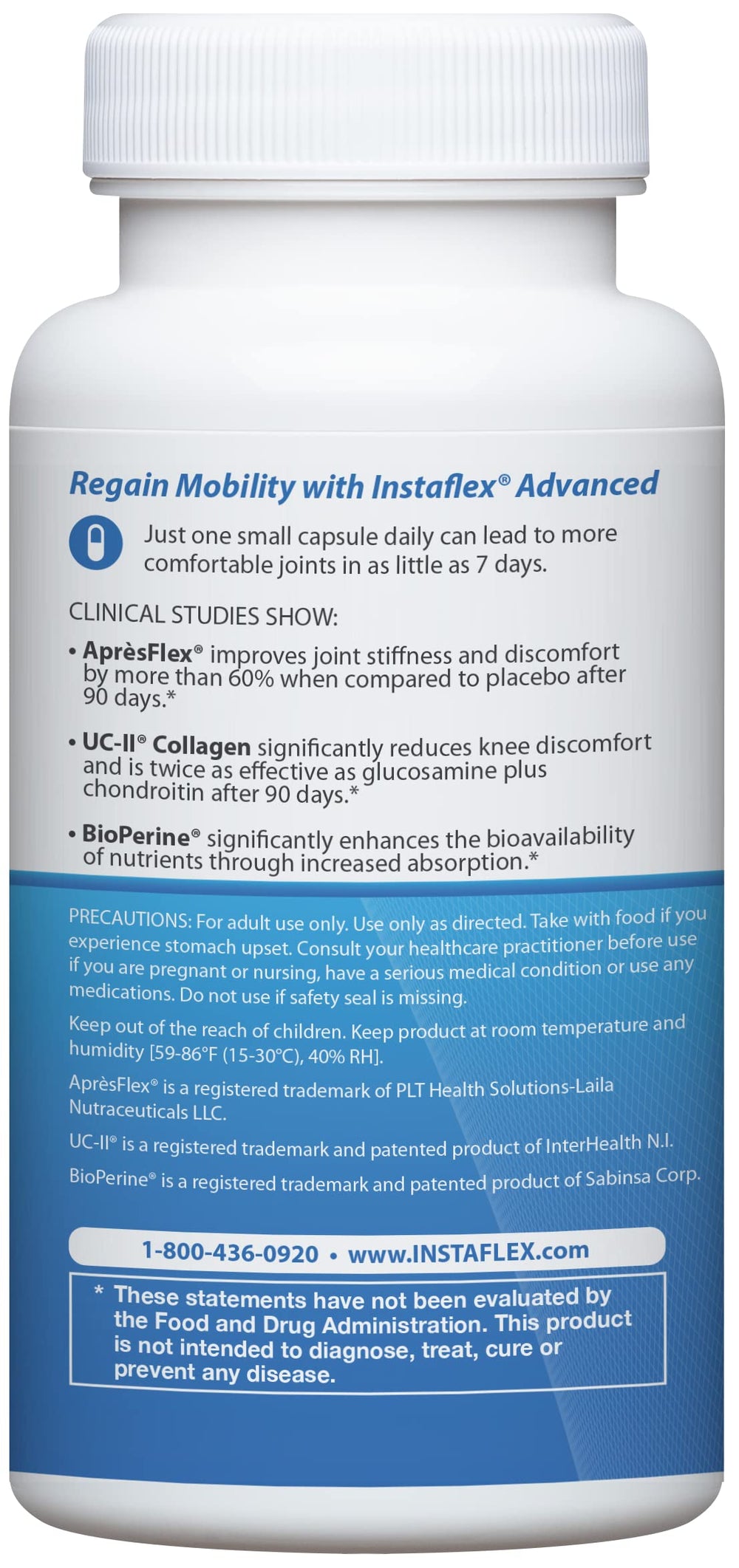 Instaflex Advanced ingredient view with turmeric and resveratrol for joint support.