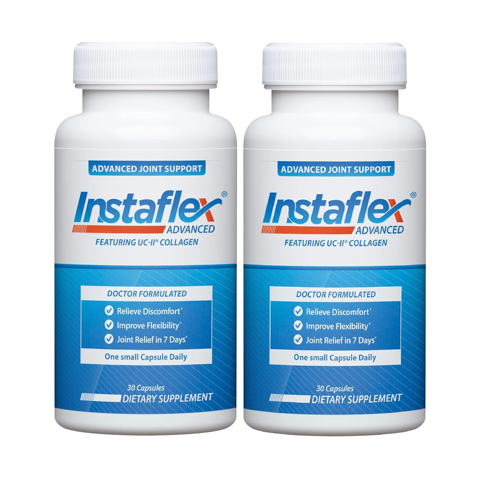 Instaflex Advanced bottle close-up showing joint support formula for daily mobility