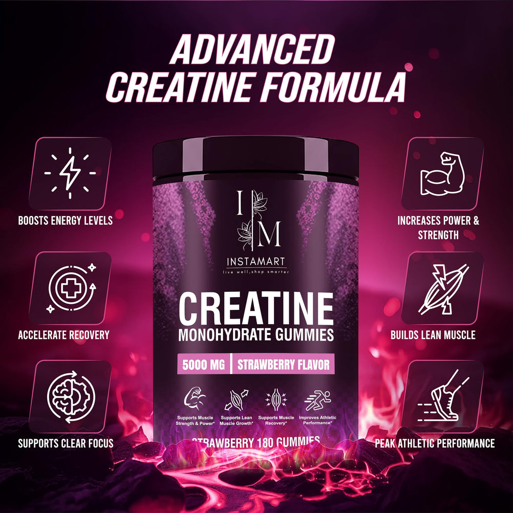 INSTAMART Creatine Gummies packaging shows 5000 mg per serving