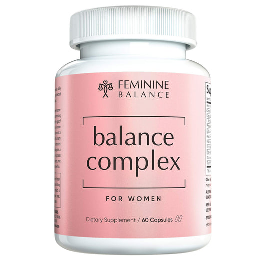 Instant Brands Balance Complex bottle label highlights a 100-billion probiotic blend for vaginal health support.