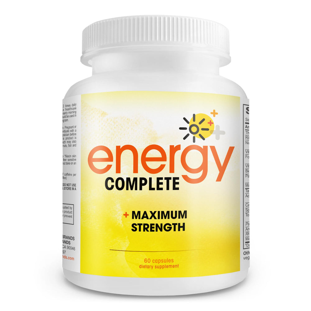 Instant Brands Energy Complete bottle front with 60 vegan capsules for sustained focus.
