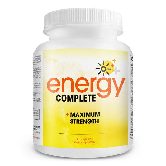 Instant Brands Energy Complete bottle front with 60 vegan capsules for sustained focus.