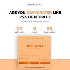 Instant Hydration orange-powder-dispense close-up highlighting vibrant citrus flavor.