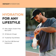 Instant Hydration-packaging-non-gmo-keto-vegan box label communicates dietary compatibility.