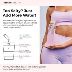 Instant Hydration label showing 1445mg electrolytes per serving.