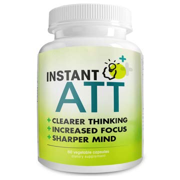 InstantATT bottle front showing caffeine-free focus formula for daytime clarity