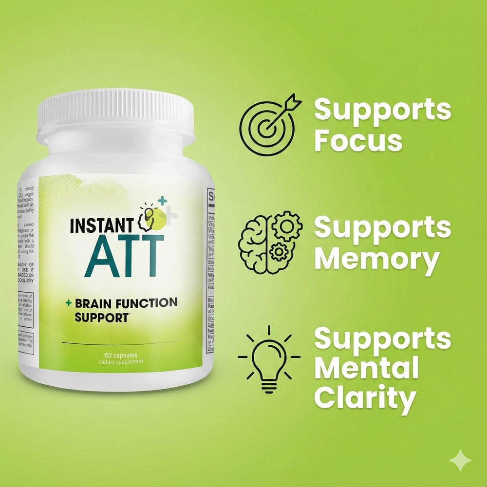 InstantATT capsules closeup highlighting the high-potency nootropic blend that supports alertness