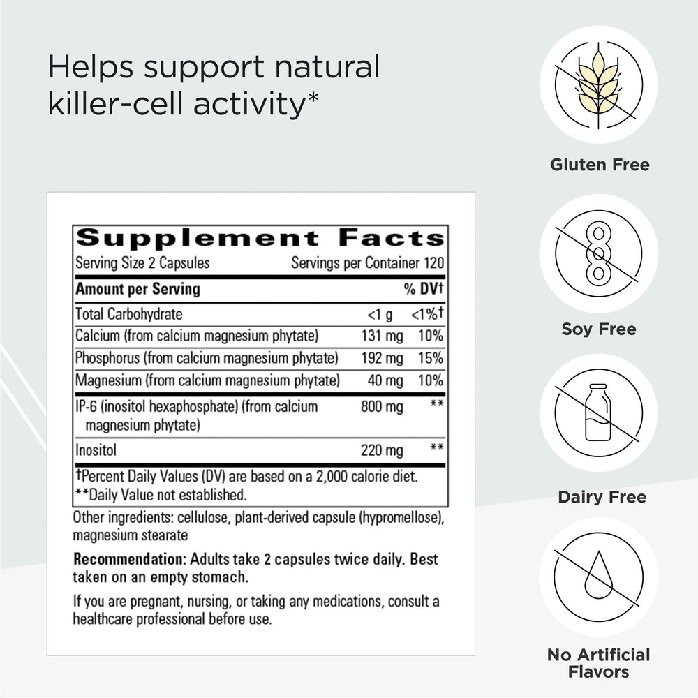 Close-up cap of Cellular Forte showing IP-6 and inositol blend.