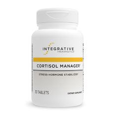 Integrative Therapeutics Cortisol Manager bottle with capsules for stress support.