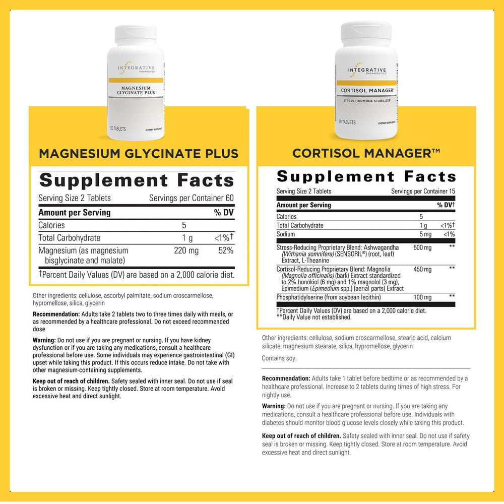 Close-up of Cortisol Manager label highlighting L-theanine and ashwagandha ingredients.