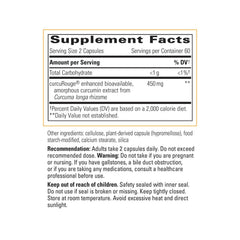 Curalieve bottle side reveals label details and serving size for daily use