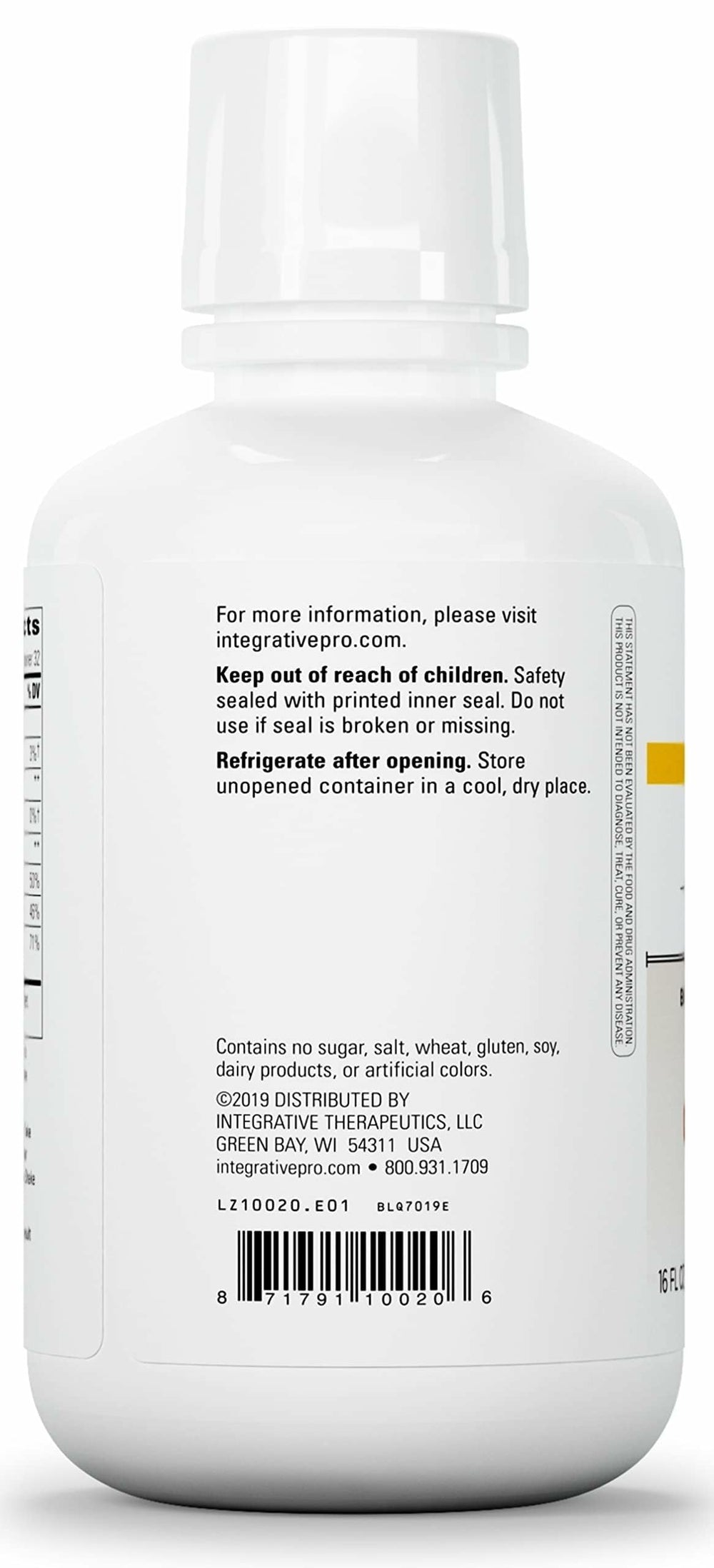 Integrative Therapeutics dropper measures 15 mL for daily intake.