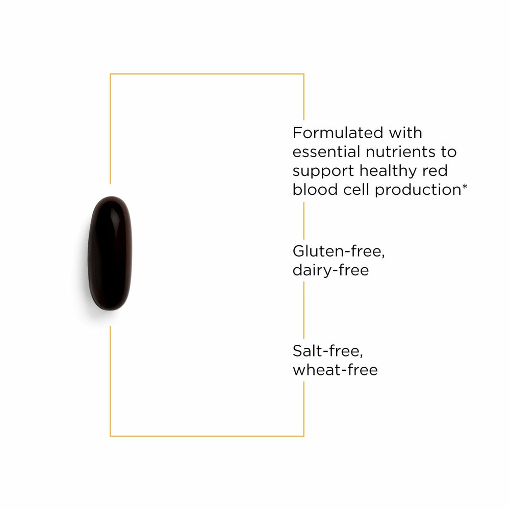 Integrative Therapeutics Iron Complex label nutrition details highlighting vitamin C and B12.