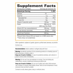 Integrative Therapeutics Iron Complex softgels closeup highlighting easy-to-swallow capsules for energy support.