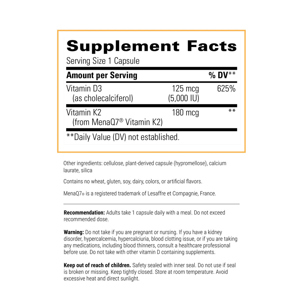 Integrative Therapeutics K2+D3 capsule close-up emphasizing calcium absorption