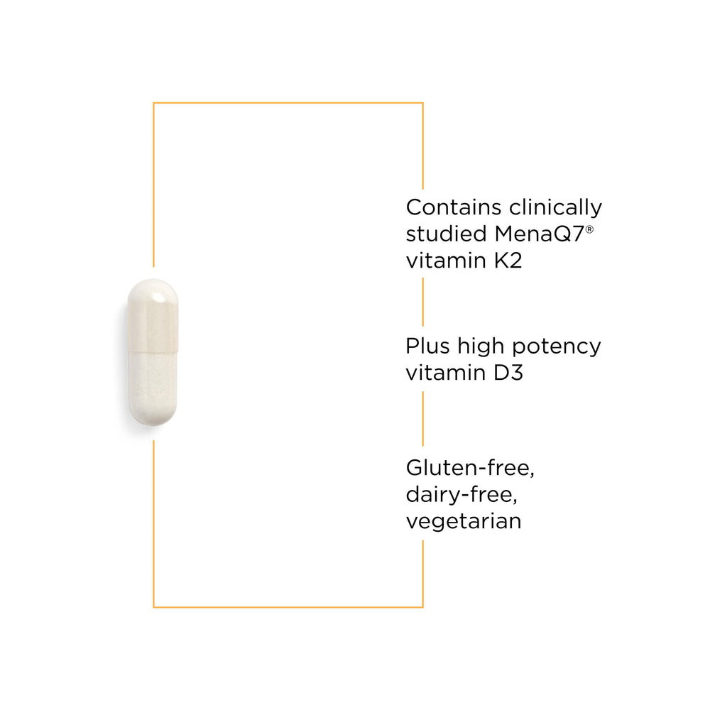 Integrative Therapeutics K2+D3 ingredients panel showing vegan formula