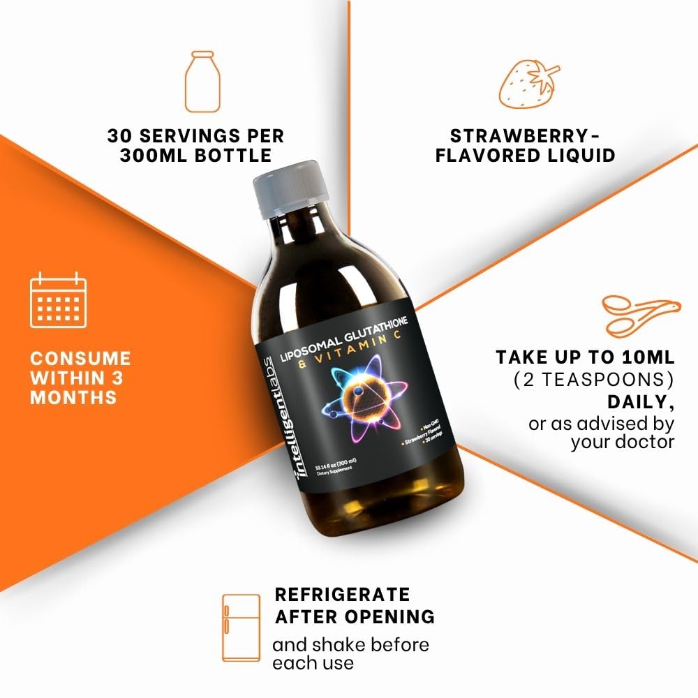 Intelligent Labs Liposomal Glutathione liquid taste shot suggests quick daily use