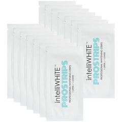Intelliwhite ProStrips applying strip to teeth for even whitening coverage.
