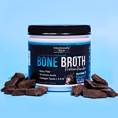 Intentionally Bare chocolate powder in a mug shows dairy-free beverage option.