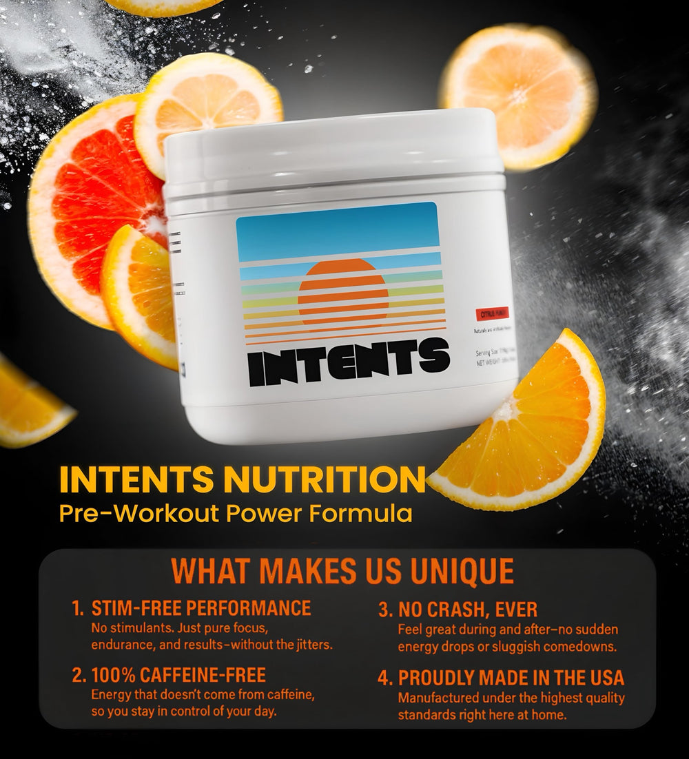 Intents Nutrition Pre Workout powder ready for smooth mixing