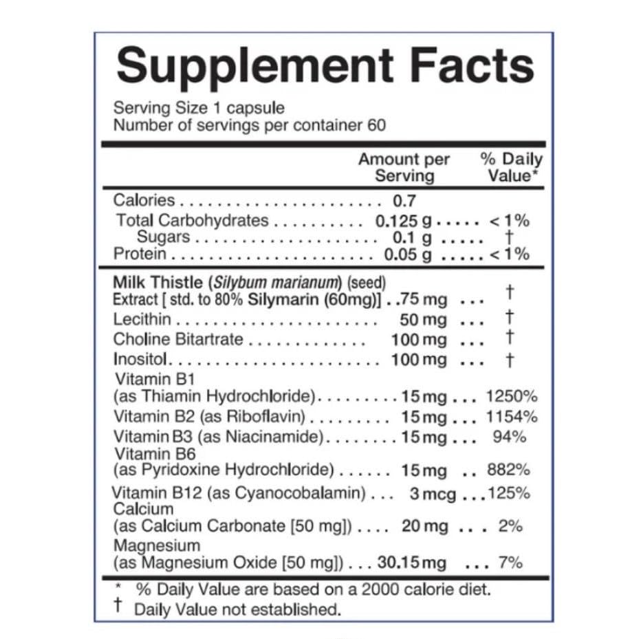 Interfarma Hepasil B-Complex capsules close-up; lipotropic nutrients for fat metabolism.