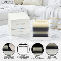 INTERGAZE LUMINORA square spiral design enhances modern decor focal point.