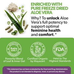 Intimate Rose Aloe Vera Capsules with D-Mannose blend for urinary support.