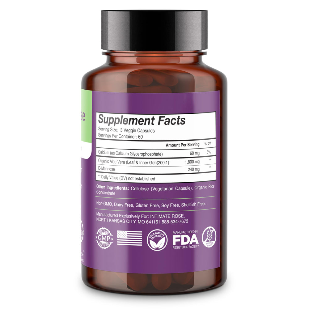 Intimate Rose Aloe Vera Capsules daily use packaging suggests easy incorporation.