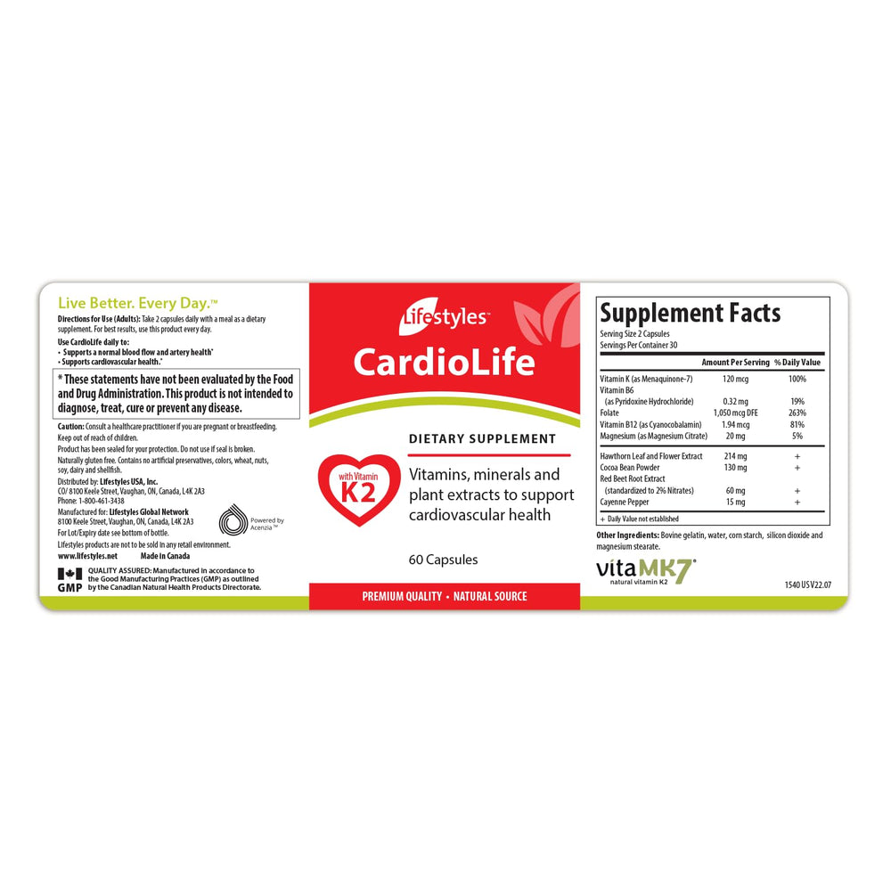Intra CardioLife packaging front view signals premium, Canada-made quality.