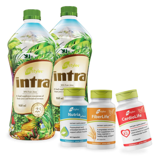 Intra liquid bottles front view showing herbal detox juice for daily wellness.