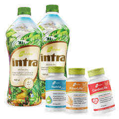 Intra liquid bottles front view showing herbal detox juice for daily wellness.