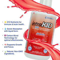 IntraKID Drucker Labs raspberry-flavored liquid easy dosing for busy families.