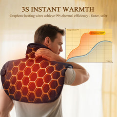 InVarme large 20x24 wrap covering neck and shoulders for full warmth