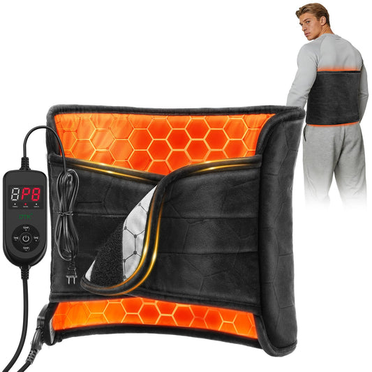 InVarme lower back heating pad with graphene wrap delivers deep warmth for the lumbar area.