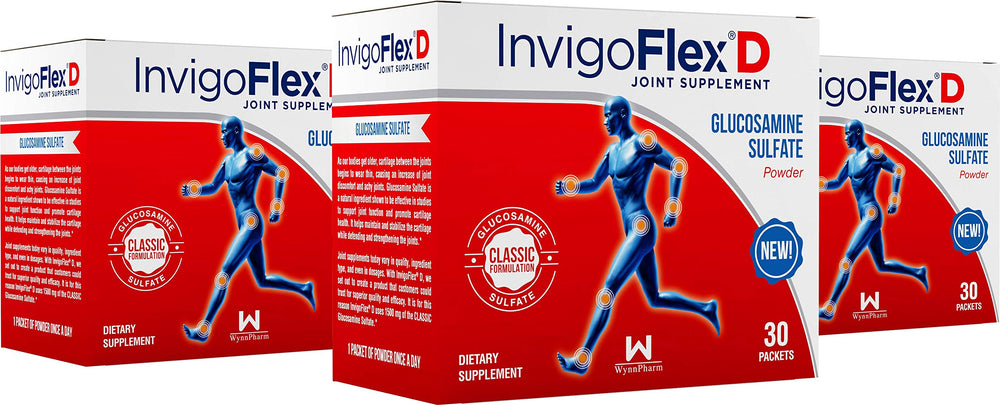 INVIGOFLEX 1500mg glucosamine-sulfate packets front view supports joint mobility