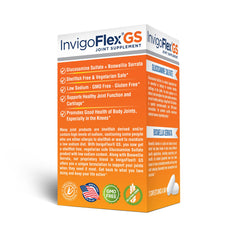 InvigoFlex GS bottle and capsules demonstrating vegan-safe glucosamine.