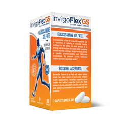 InvigoFlex GS packaging close-up emphasizing gluten-free formula.