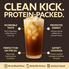 Iced INVIGOR8 protein coffee in glass for a refreshing boost.
