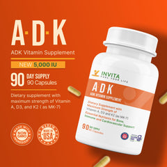 INVITA ADK capsules closeup shows vegetarian capsules free from common allergens.