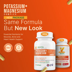 Invita Potassium Magnesium Complex bottle label highlighting non-GMO quality