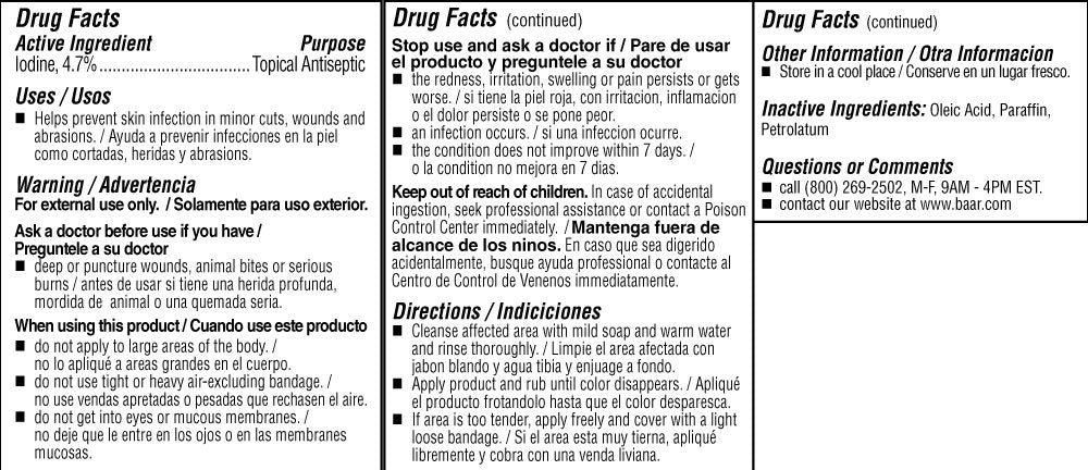 IODEX iodine antiseptic bottle close-up highlights antiseptic action