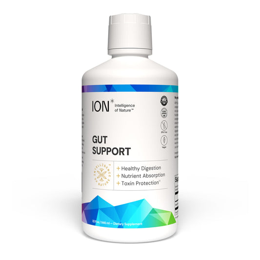 ION* Gut Support Liquid bottle shown for daily digestion support