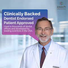 ioTech professional trust badge reinforces dental-grade credibility for ioRinse products.