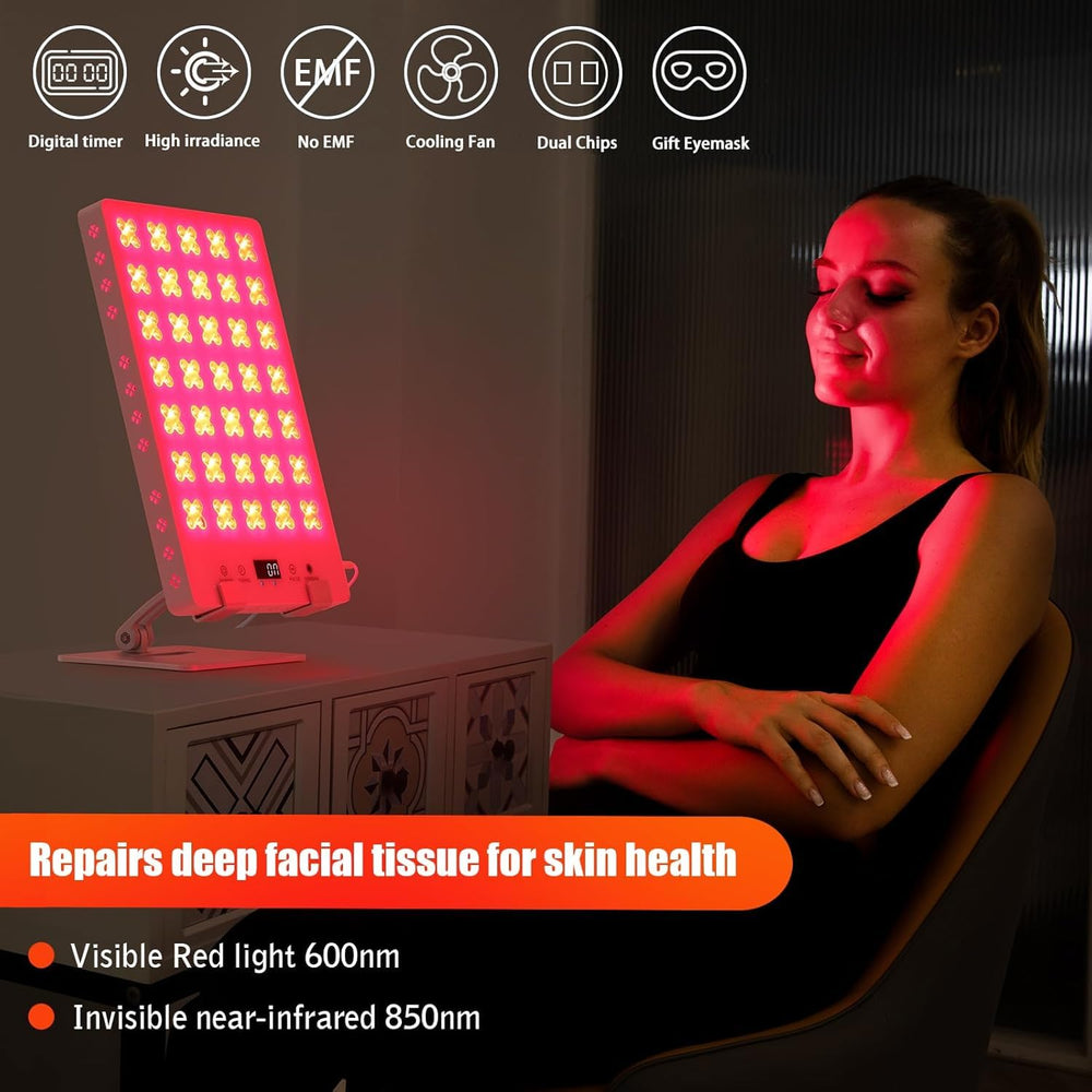 iPlantop red light panel back view highlighting compact design for discreet home use.