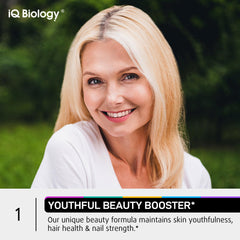 IQ BIOLOGY label closeup highlights premium ingredients and quality